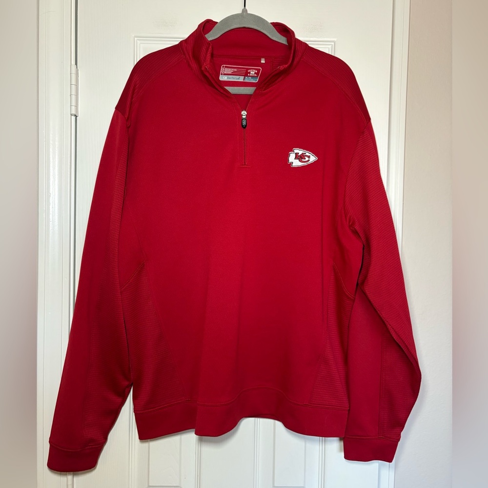 Cutter & Buck Kansas City Chiefs Red‎ CB DryTec Quarter Zip Pullover XL